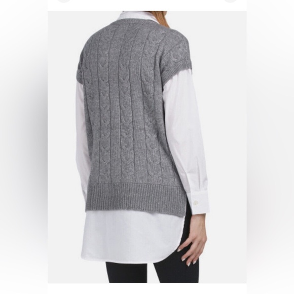 Rachel Zoe Layered Sweater Vest Blouse Women's White & Tan, Size Large - Picture 2 of 14